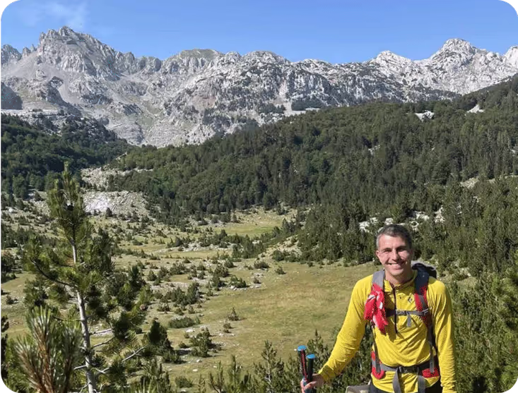 Nordika team member hiking